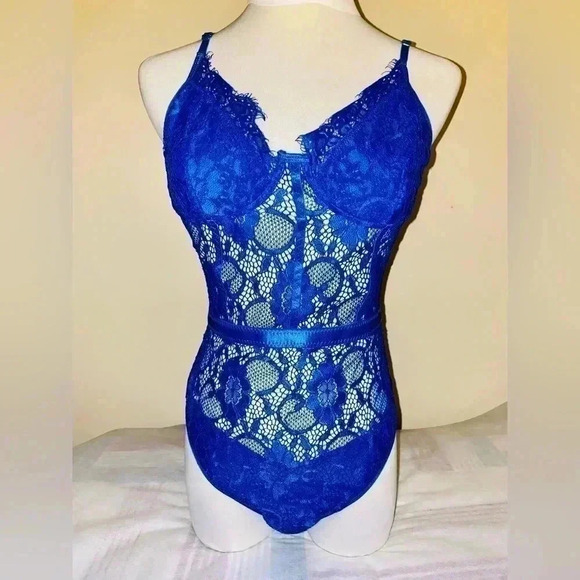 💥 Deep Blue  Sexy Lace Body / Shape-wear 💥 - Picture 1 of 4